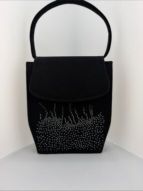 Stuart Weitzman Black Evening Bag with Rhinestone Accents
